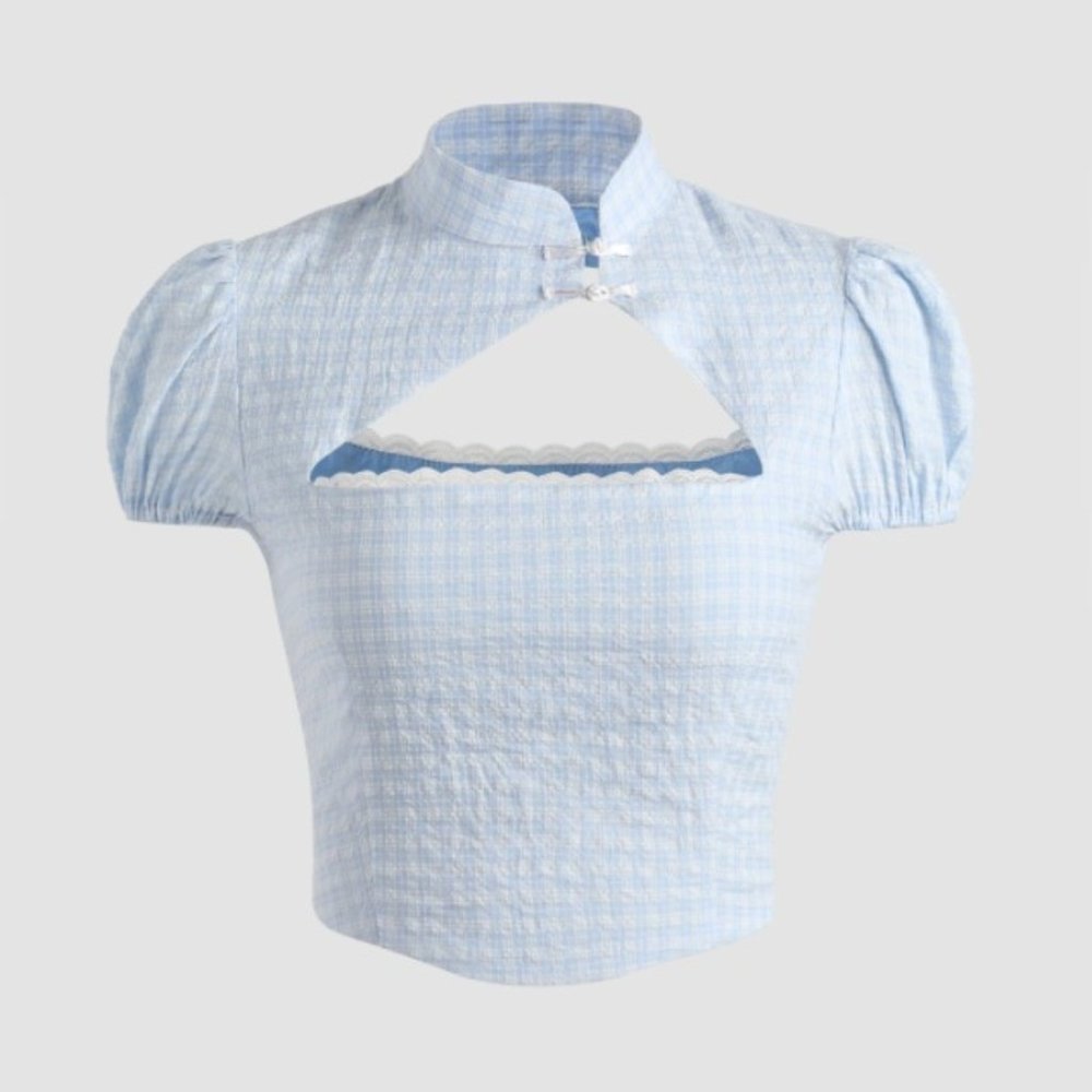 Puff Sleeve Check Top